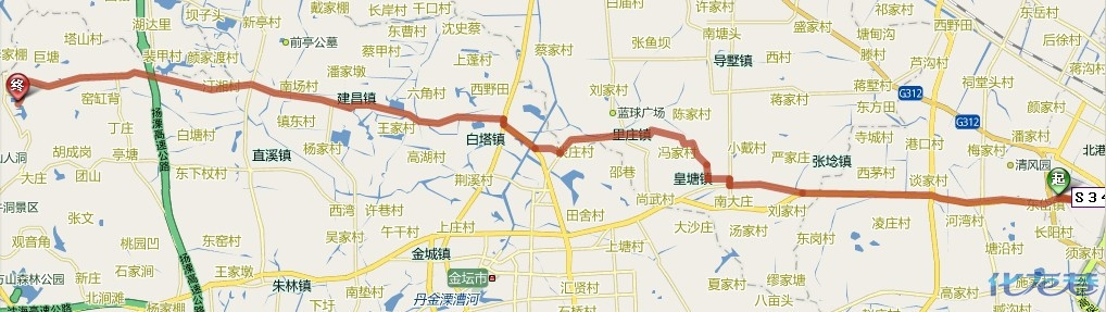 这个是开车线路图 沿340省道向北转241省道与240省道交界处过建昌镇直